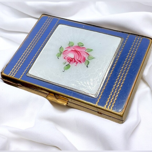 🌺Vintage 1940’s Art Deco Guilloche Enamel Compact - Picture 6 of 14